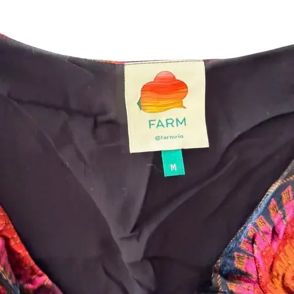 FARM Rio Crazy Mix Velvet Dress Size Medium V-Neck Long Sleeve Party Night Out - Picture 5 of 11